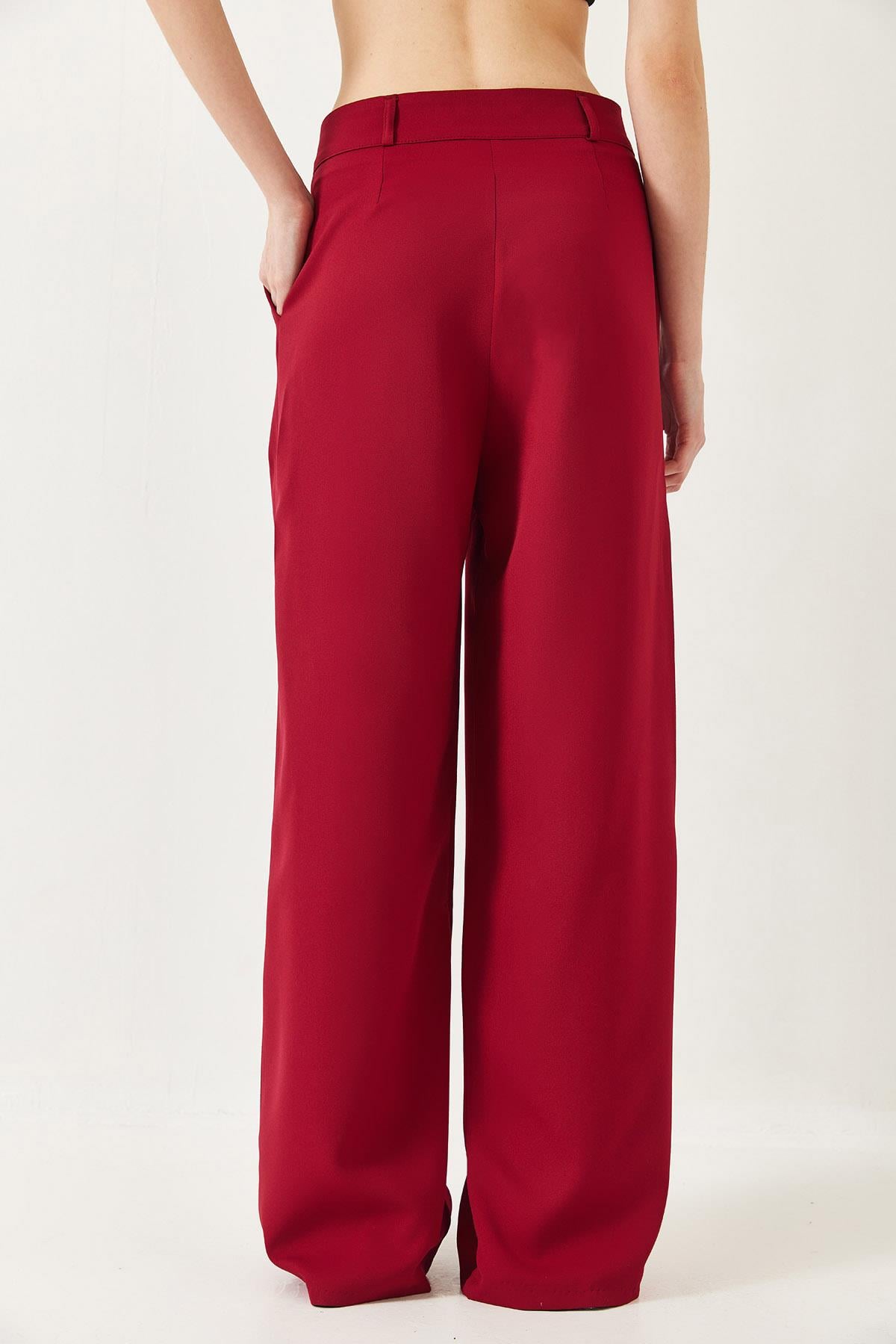 Geniş Paça Maskülen Dokuma Pantolon 60271019 - Bordo
