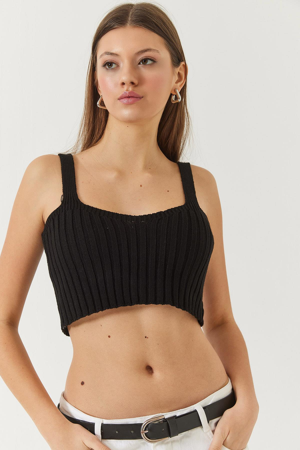 Hırka Crop Atlet İkili Triko Takım 60261447 - Siyah