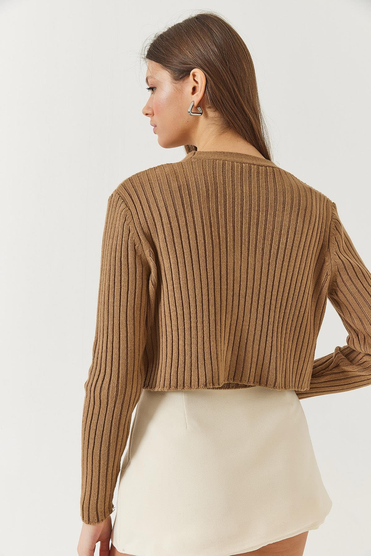 Hırka Crop Atlet İkili Triko Takım 60261447 - Camel