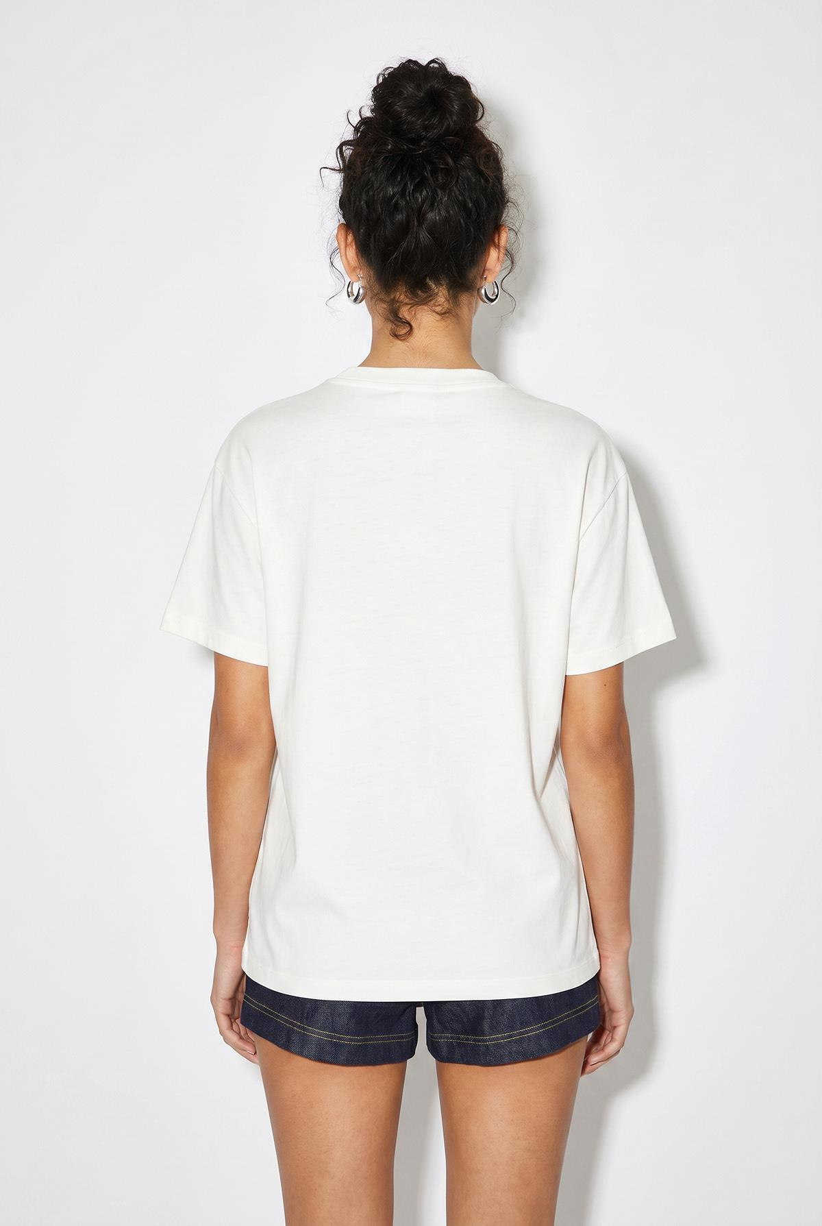 Kadın %100 Pamuk Ajur Detaylı Nakışlı Regular Basic T-Shirt ÖT261102 60286303 - Beyaz T-SHİRT modelleri