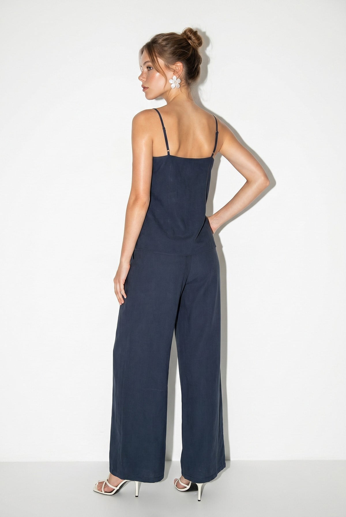 Kadın Askılı Fırfır Detaylı Bluz Bol Pantolon Modal Takım DT261010 60286383 - İndigo ALT - ÜST TAKIM modelleri