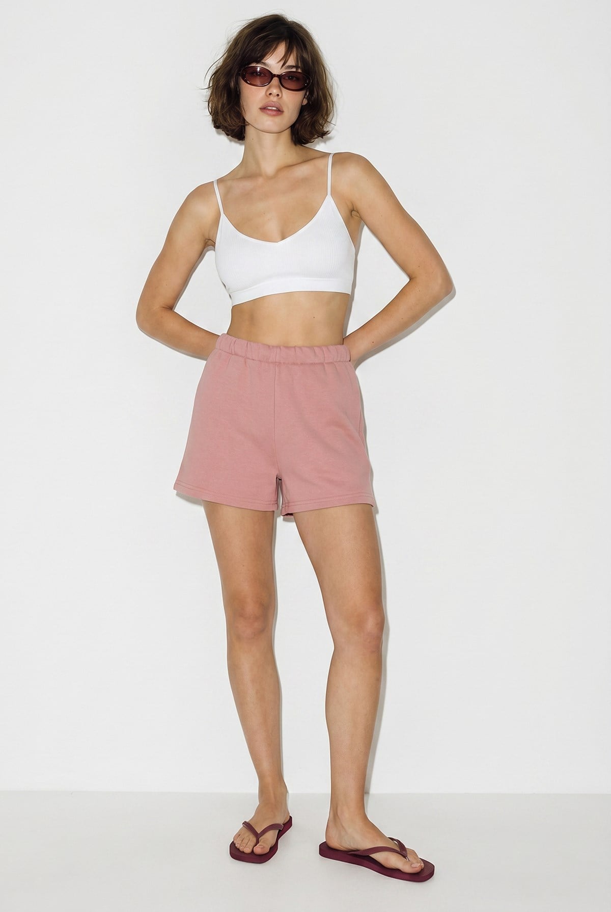 Kadın Beli Lastikli Yüksek Bel Basic Mini Şort 60286330 - Soft Pudra ŞORT & BERMUDA modelleri
