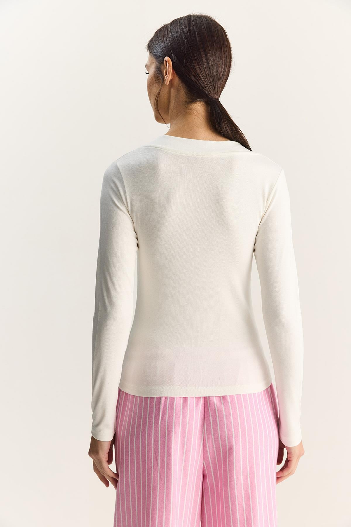 Kadın Cotton V Yaka Bluz 141 60283830 - Beyaz BLUZ modelleri
