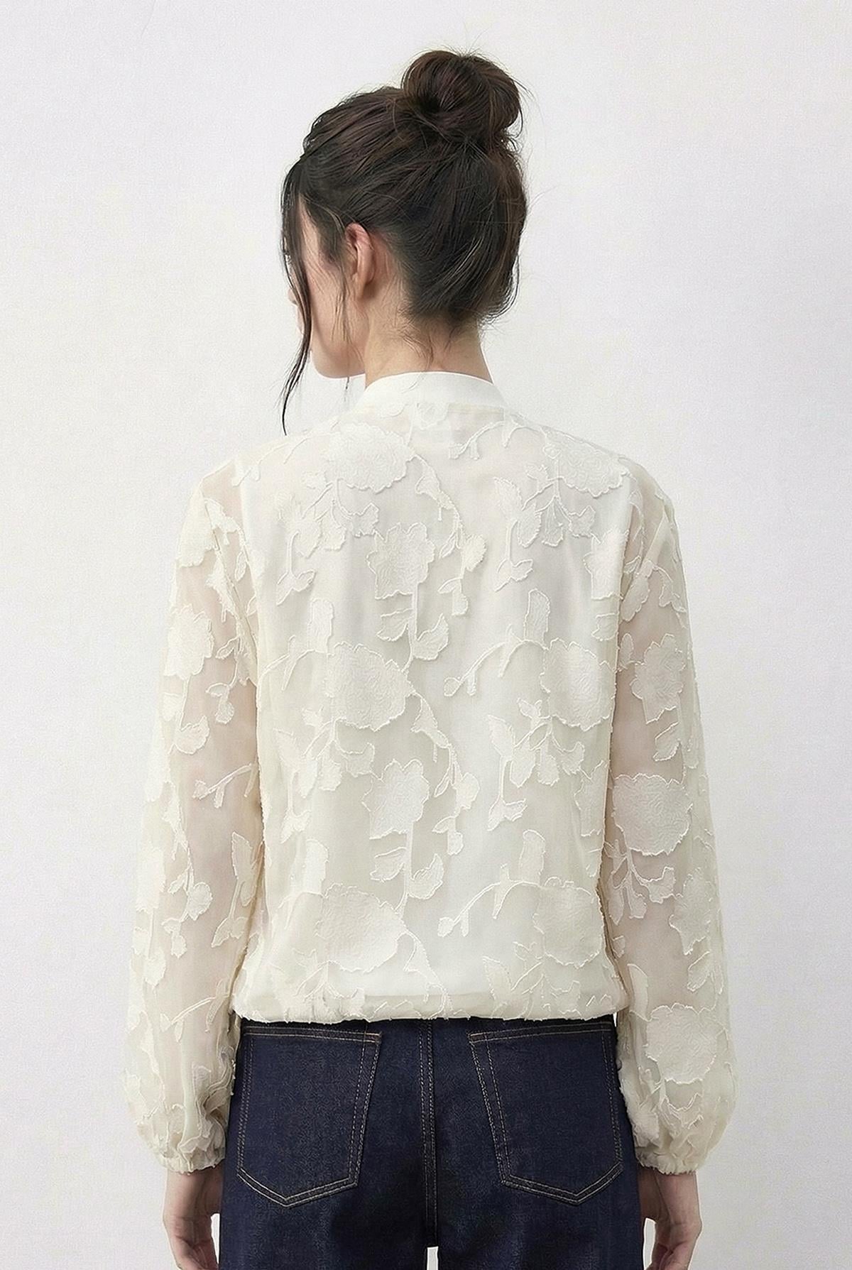 Kadın Fermuarlı Şifon Empirme Oversize Ceket 2913 60286024 - Krem CEKET modelleri