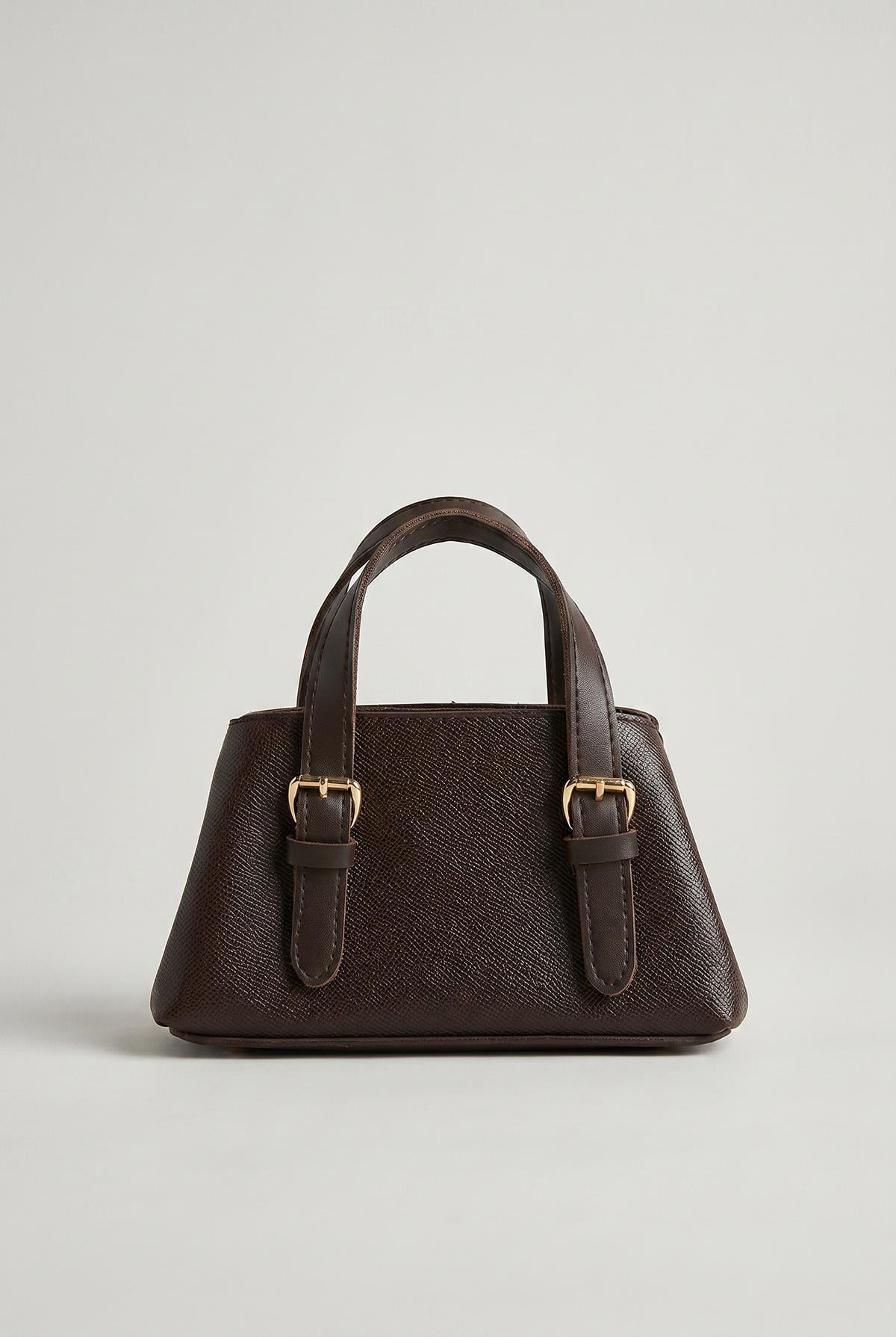 Kadın Fular Detaylı Kroko Dokulu Mini Tote El ve Omuz Çantası 2704 CNT0008 - Acı Kahve ÇANTA modelleri