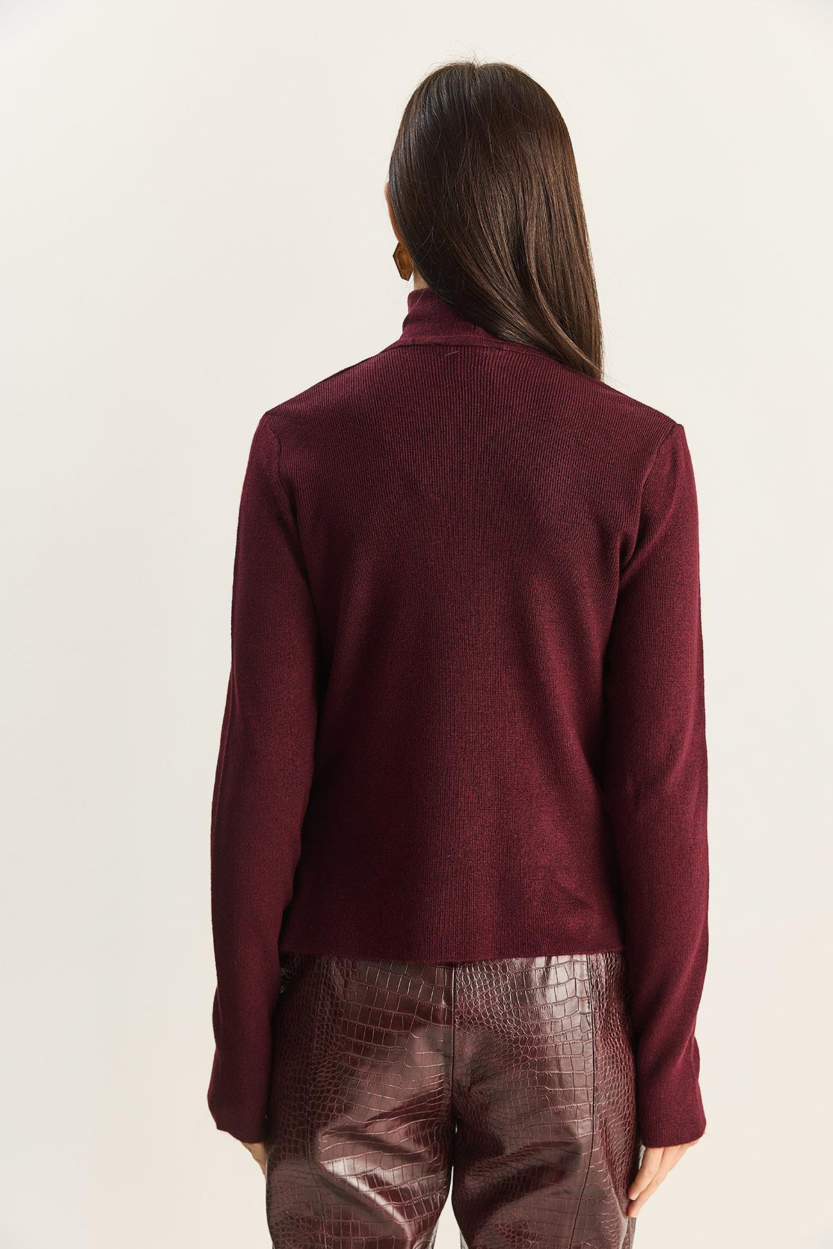 Kadın Halter Yaka İçten Bluz Detaylı Hırka TH251006 60283834 - Bordo BLUZ modelleri