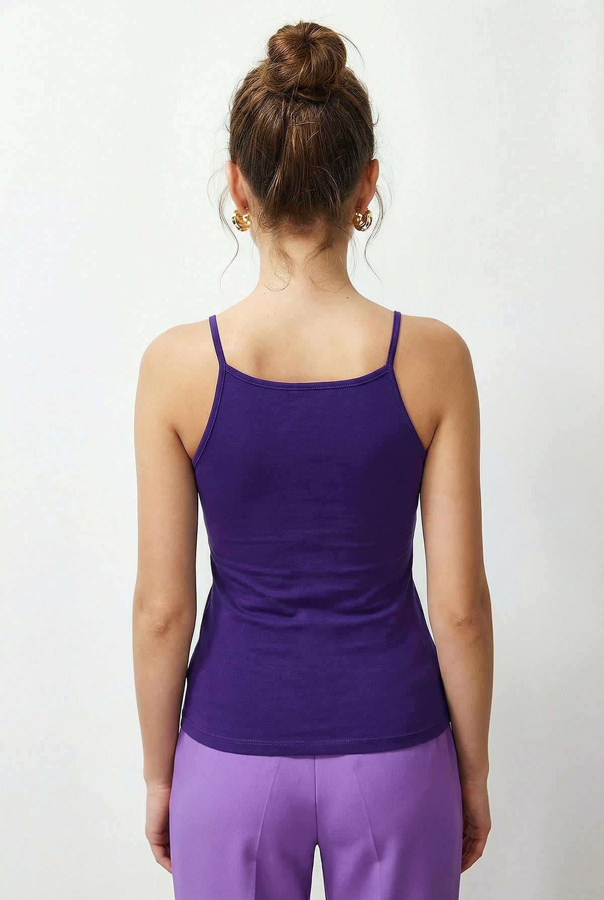 Kadın Halter Yaka Saran Basic Bluz 60251253 - Mor BLUZ modelleri