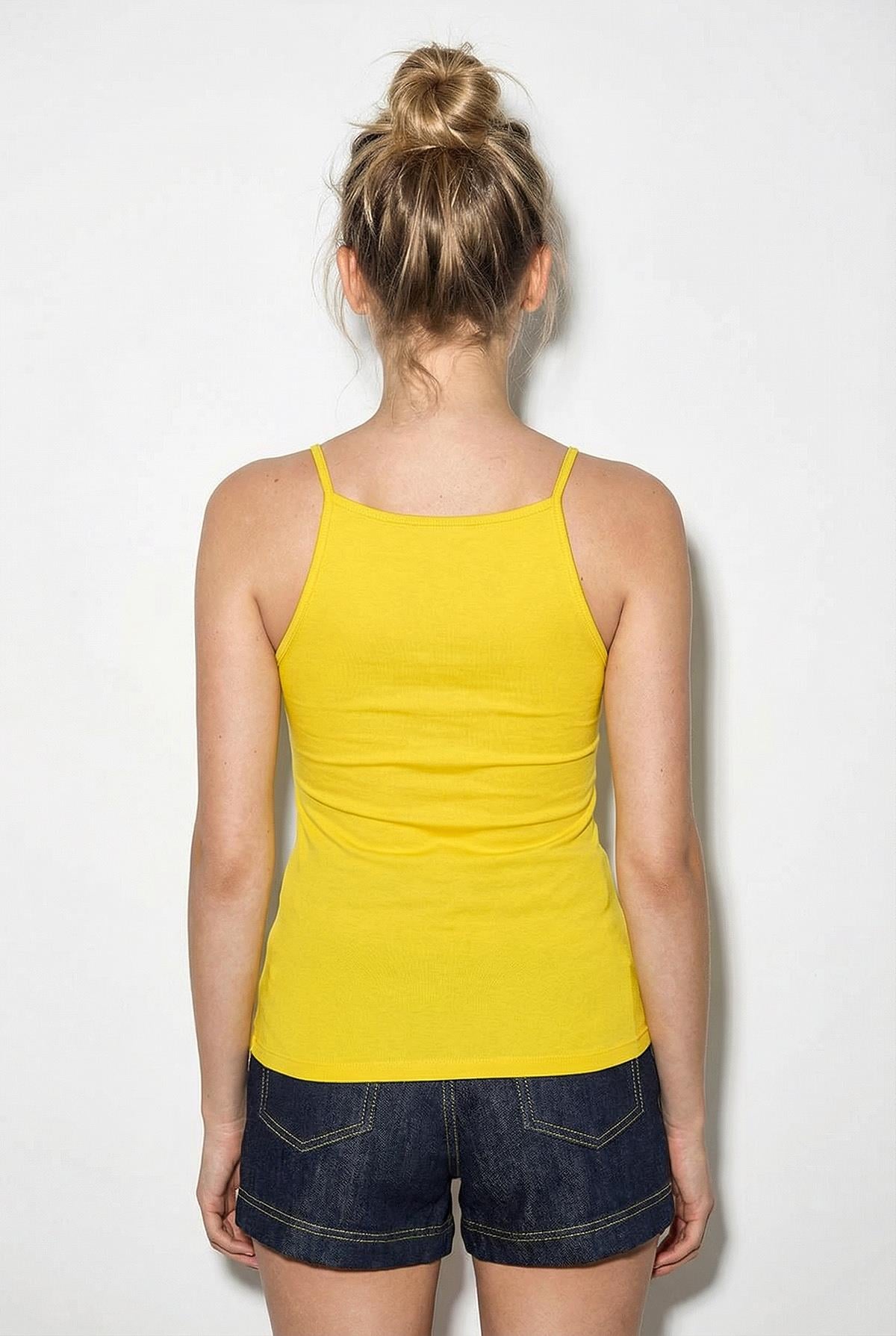 Kadın Halter Yaka Saran Basic Bluz 60251253 - Sarı BLUZ modelleri