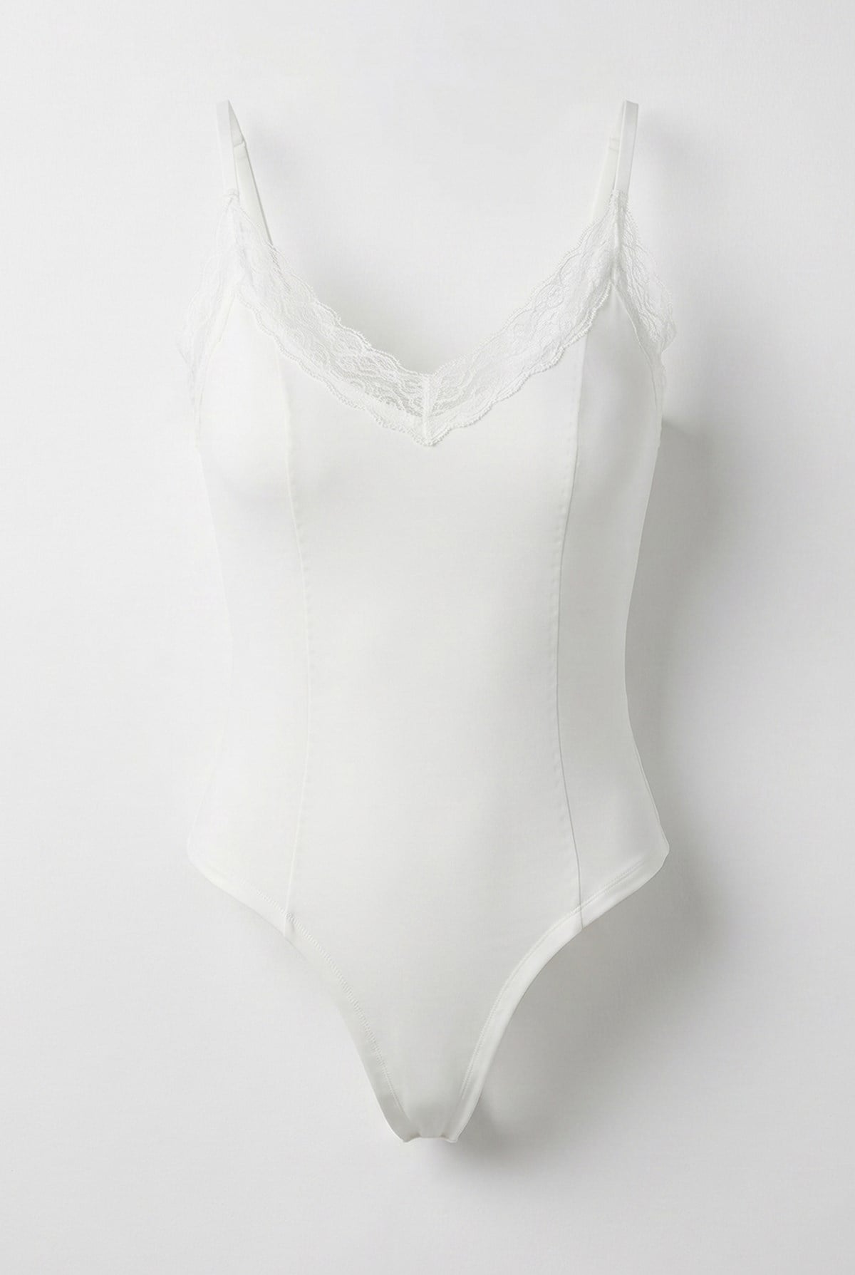 Kadın İnce Askılı Dantel Yaka Bodysuit Bluz ÖA261022 60286341 - Ekru BLUZ modelleri