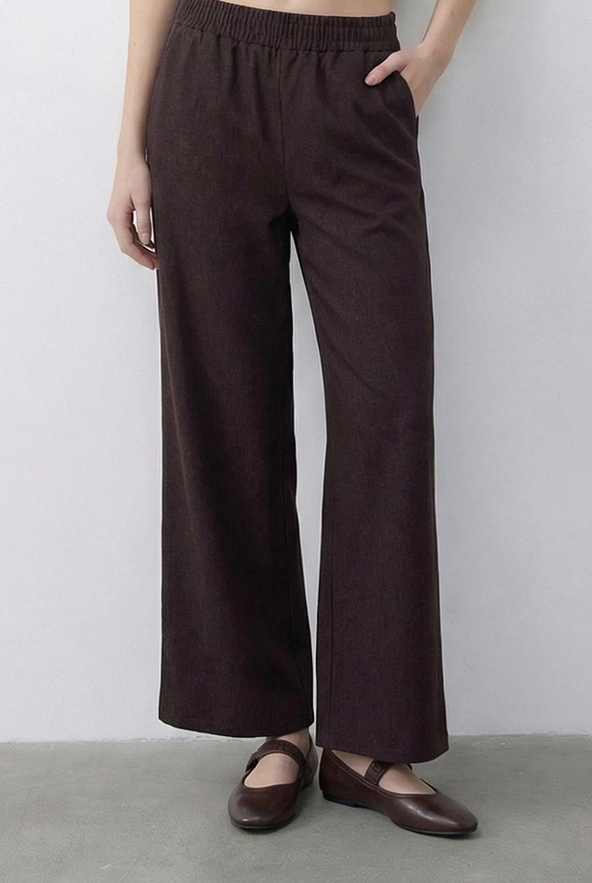Kadın Kruvaze Yaka Saten Kuşaklı Yelek Bol Pantolon Alt-Üst Denim Takım 9415 60286044 - Kahverengi ALT - ÜST TAKIM modelleri