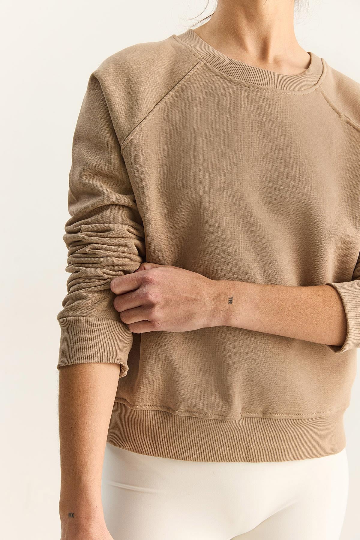 Kadın Reglan Kol Oversize Sweatshirt 60283859 - Vizon SWEATSHİRT modelleri