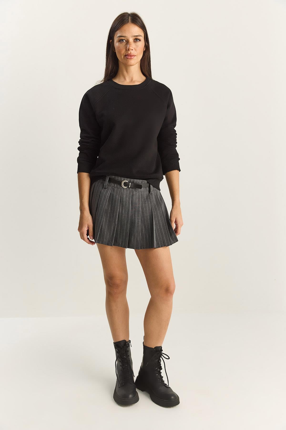 Kadın Reglan Kol Oversize Sweatshirt 60283859 - Siyah SWEATSHİRT modelleri