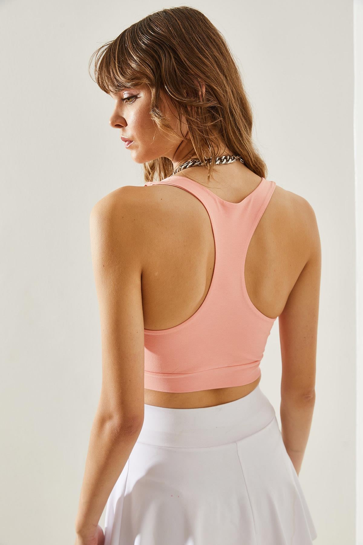 Kadın Sporcu Crop Atlet 60251252 - Somon BLUZ modelleri