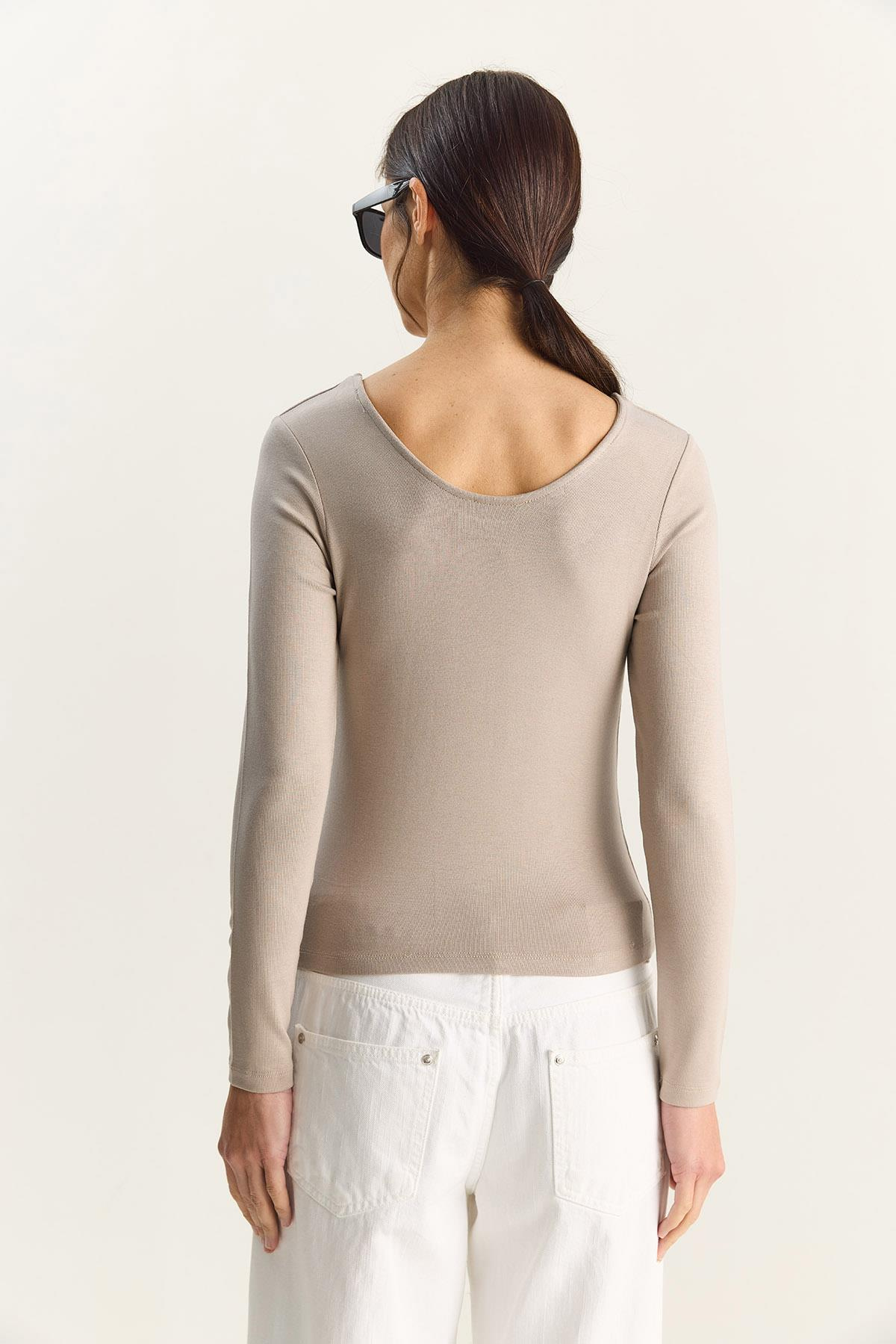 Kadın Ultra Soft U Yaka Bluz 122 60283831 - Taş BLUZ modelleri