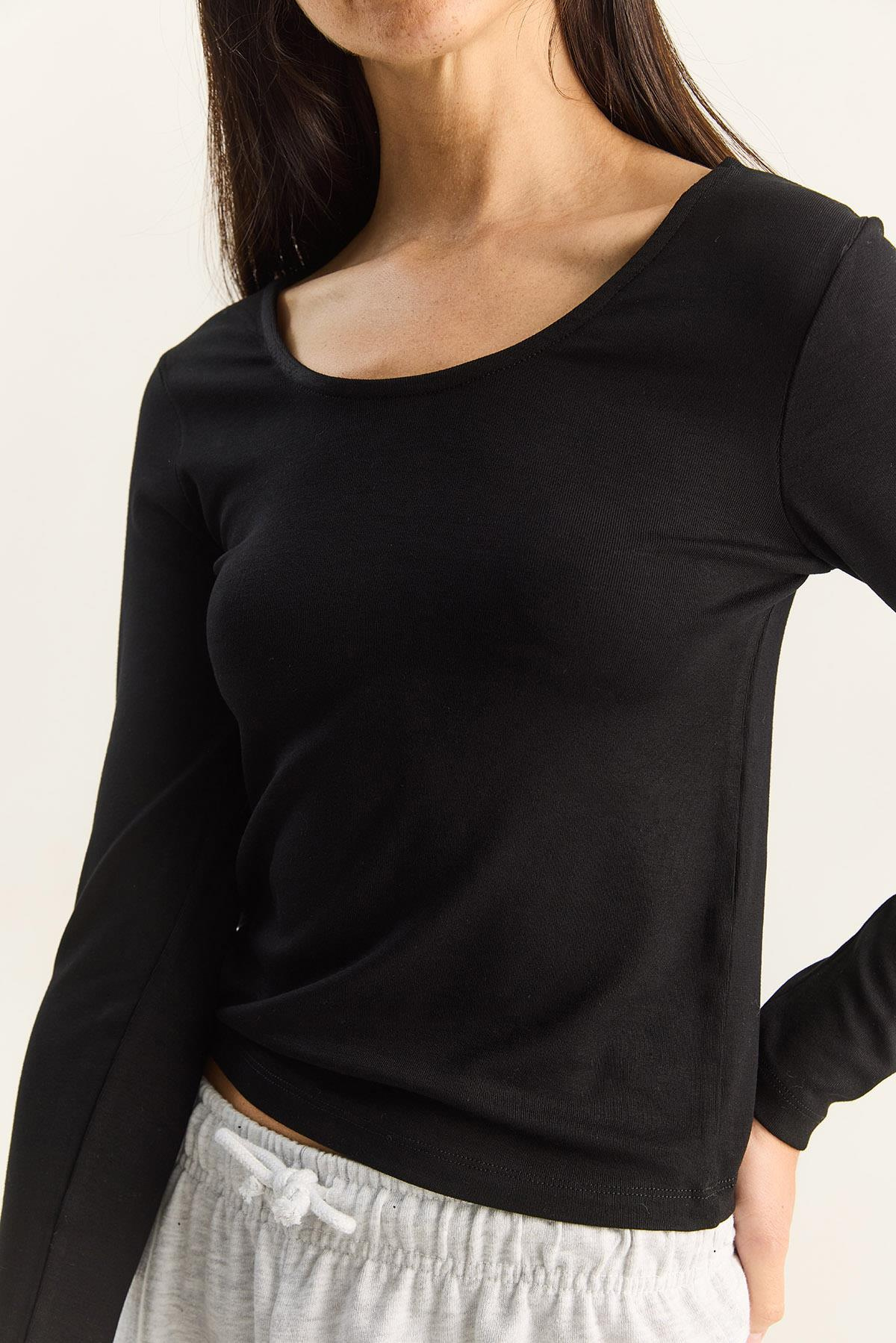 Kadın Ultra Soft U Yaka Bluz 122 60283831 - Siyah BLUZ modelleri