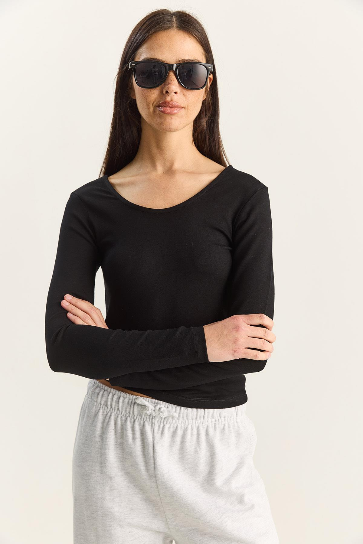 Kadın Ultra Soft U Yaka Bluz 122 60283831 - Siyah BLUZ modelleri