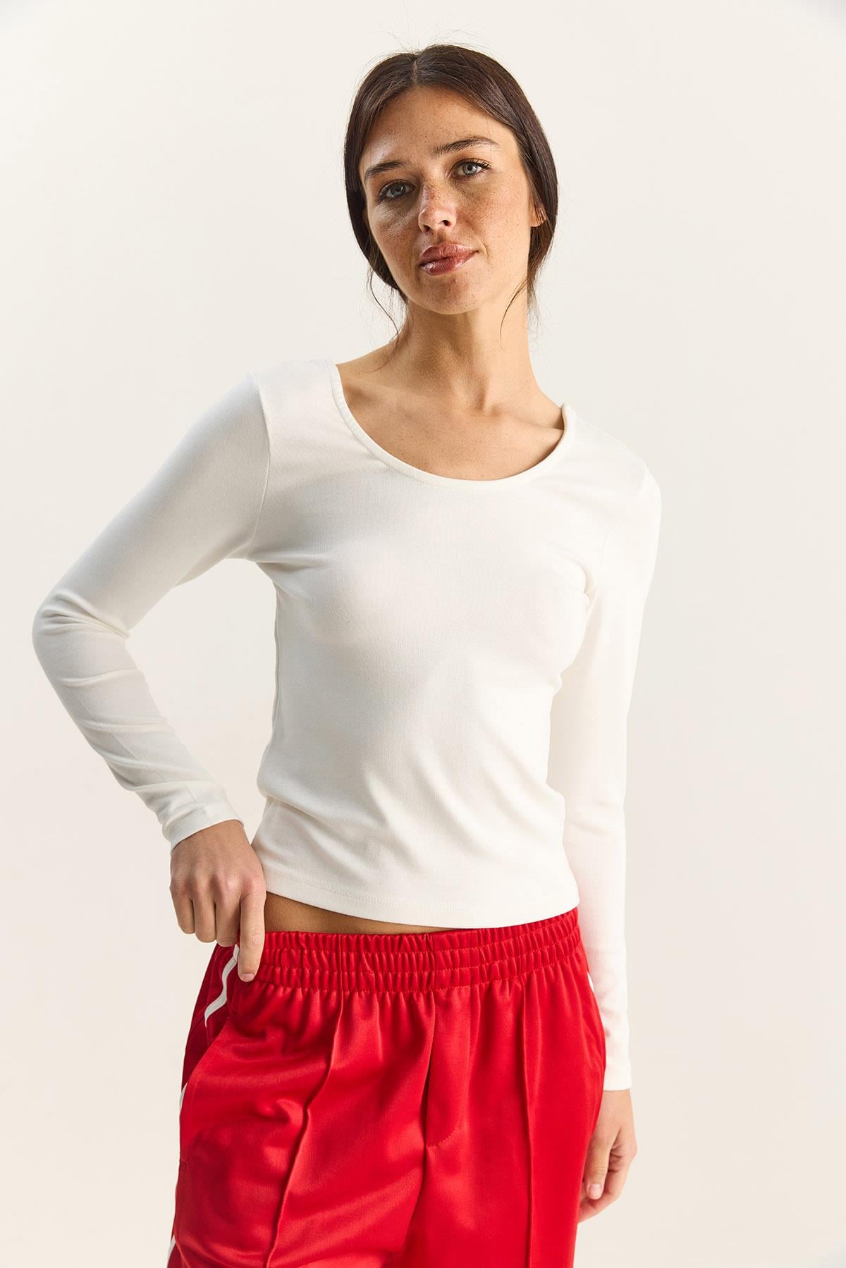 Kadın Ultra Soft U Yaka Bluz 122 60283831 - Beyaz BLUZ modelleri