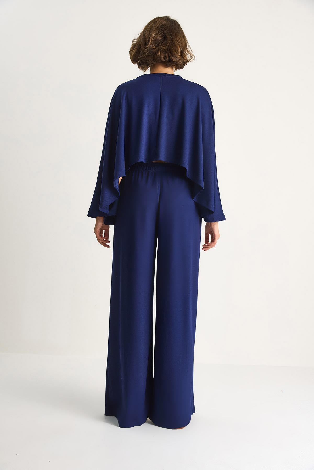 Kadın Yarasa Kol Crop Beli Lastikli Pantolon Modal Alt-Üst Takım 4025  60284068 - Saks ALT - ÜST TAKIM modelleri