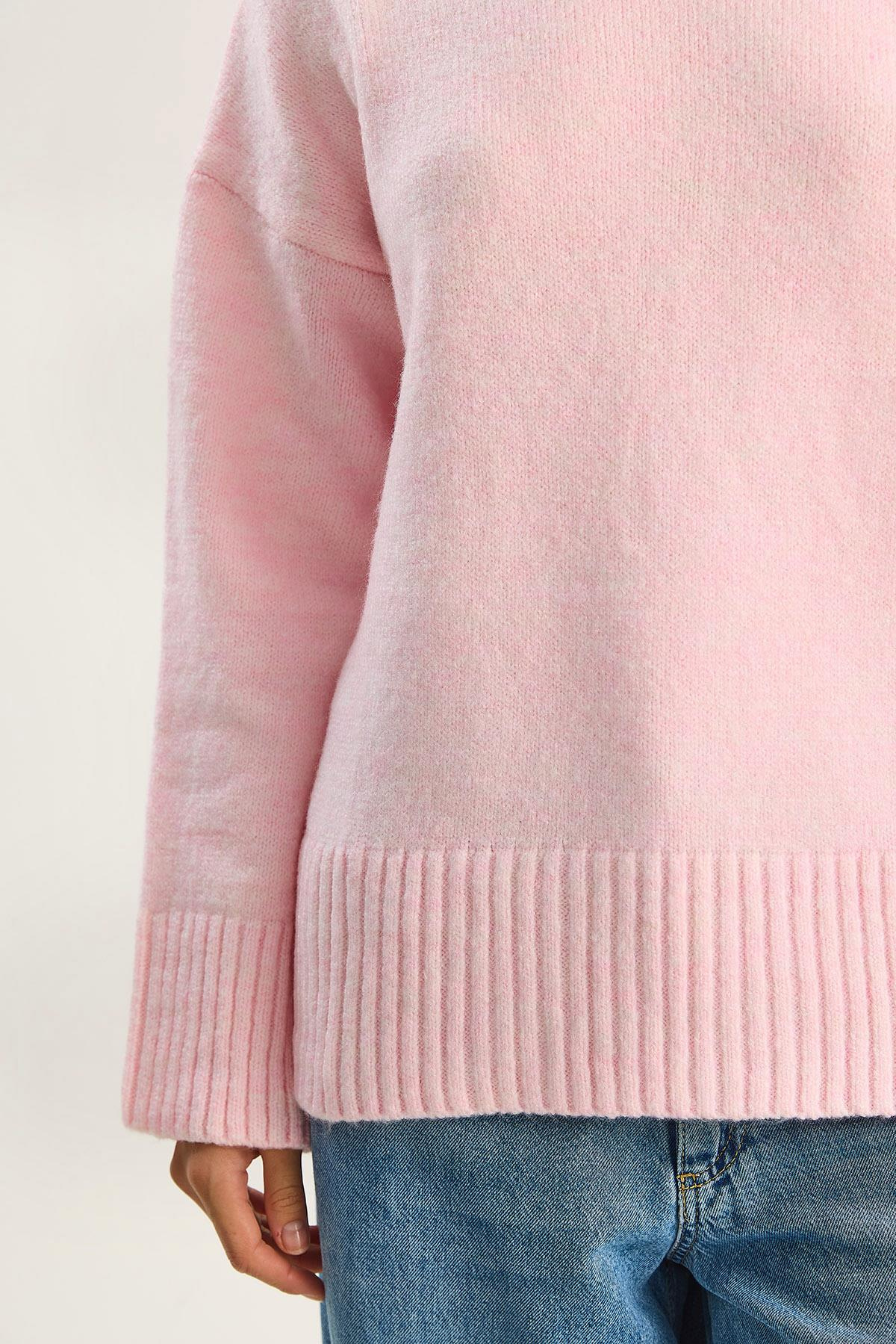Kadın Yumuşacık Bisiklet Yaka Oversize Triko Kazak 60282032 - Şeker Pembe KAZAK modelleri