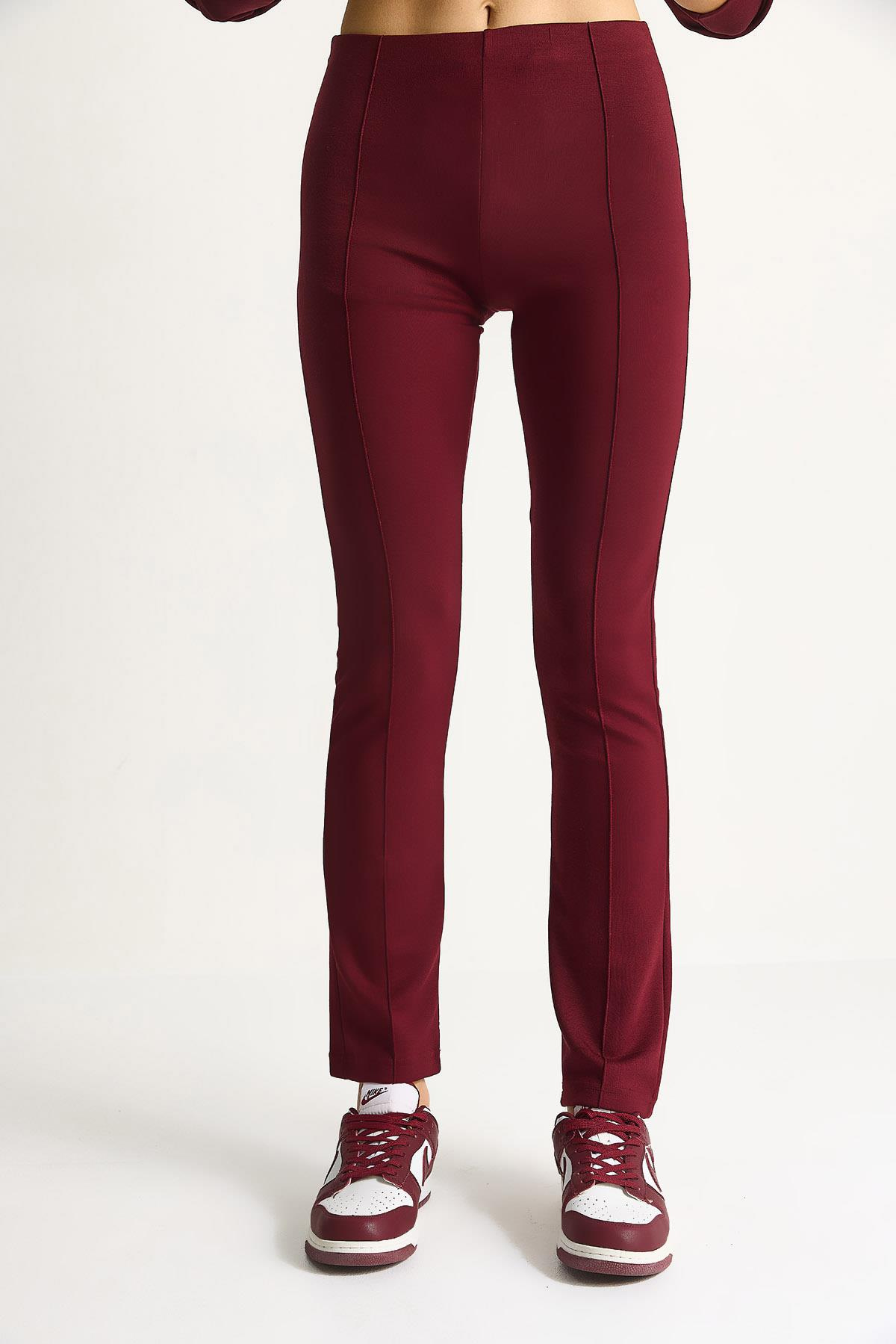 Kadın Yumuşak Dokulu Bisiklet Yaka Oversize Sweat Pantolon Viskon Dalgıç Takım 6819 60283531 - Bordo ALT - ÜST TAKIM modelleri