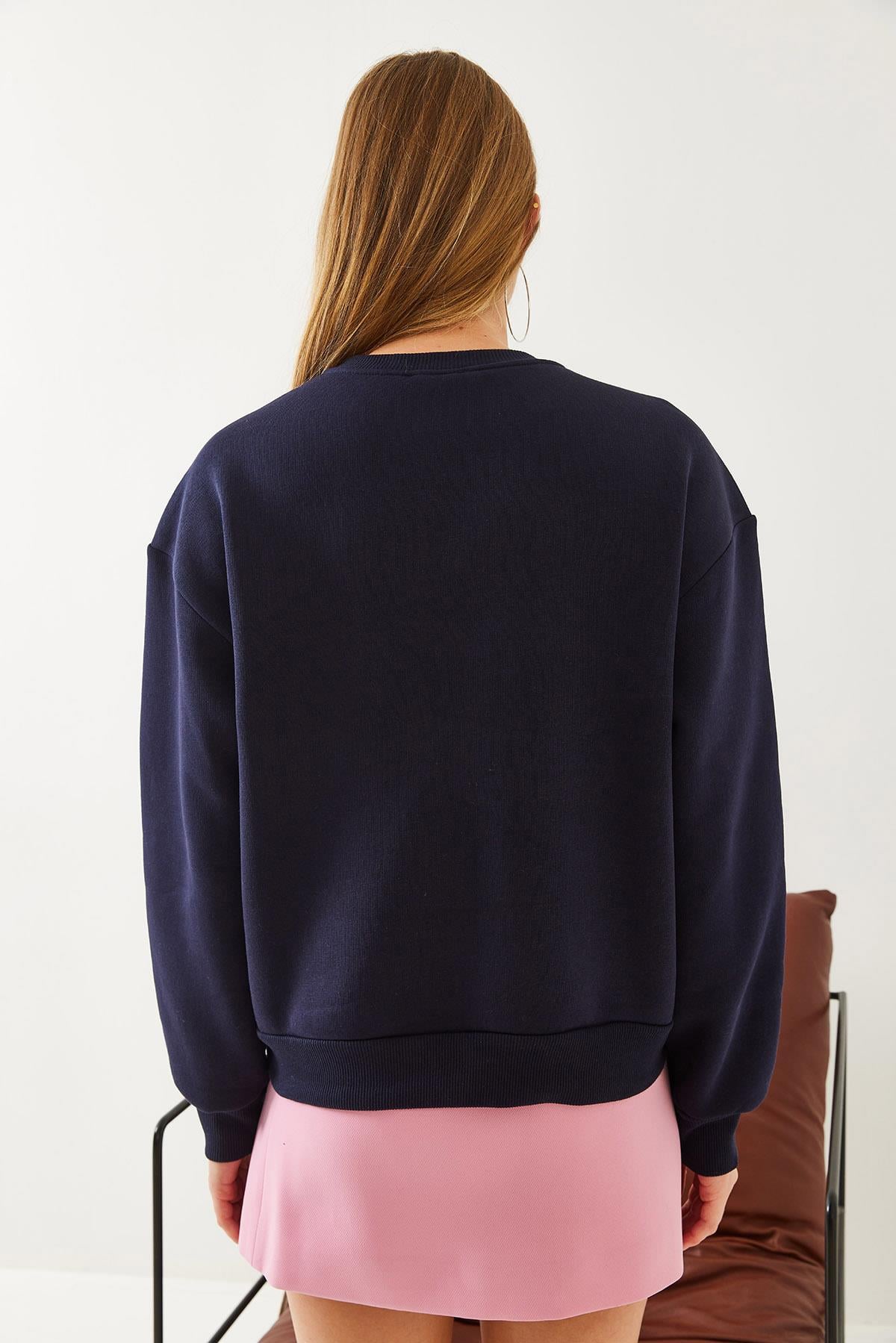 Kalp Baskılı Sweatshirt MBHS017 60601017 - Lacivert