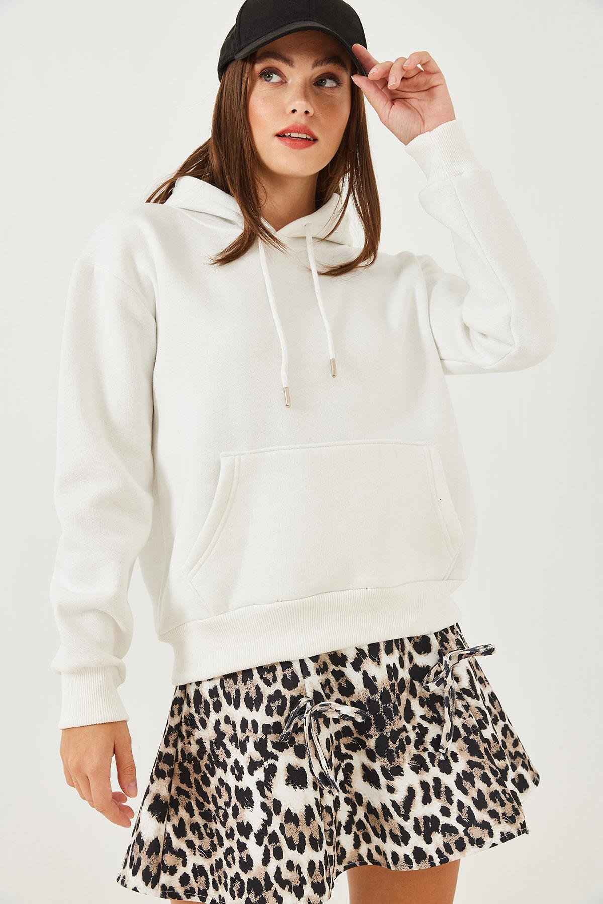 Kanguru Cepli Sweatshirt MBHS012 60601012 - Beyaz