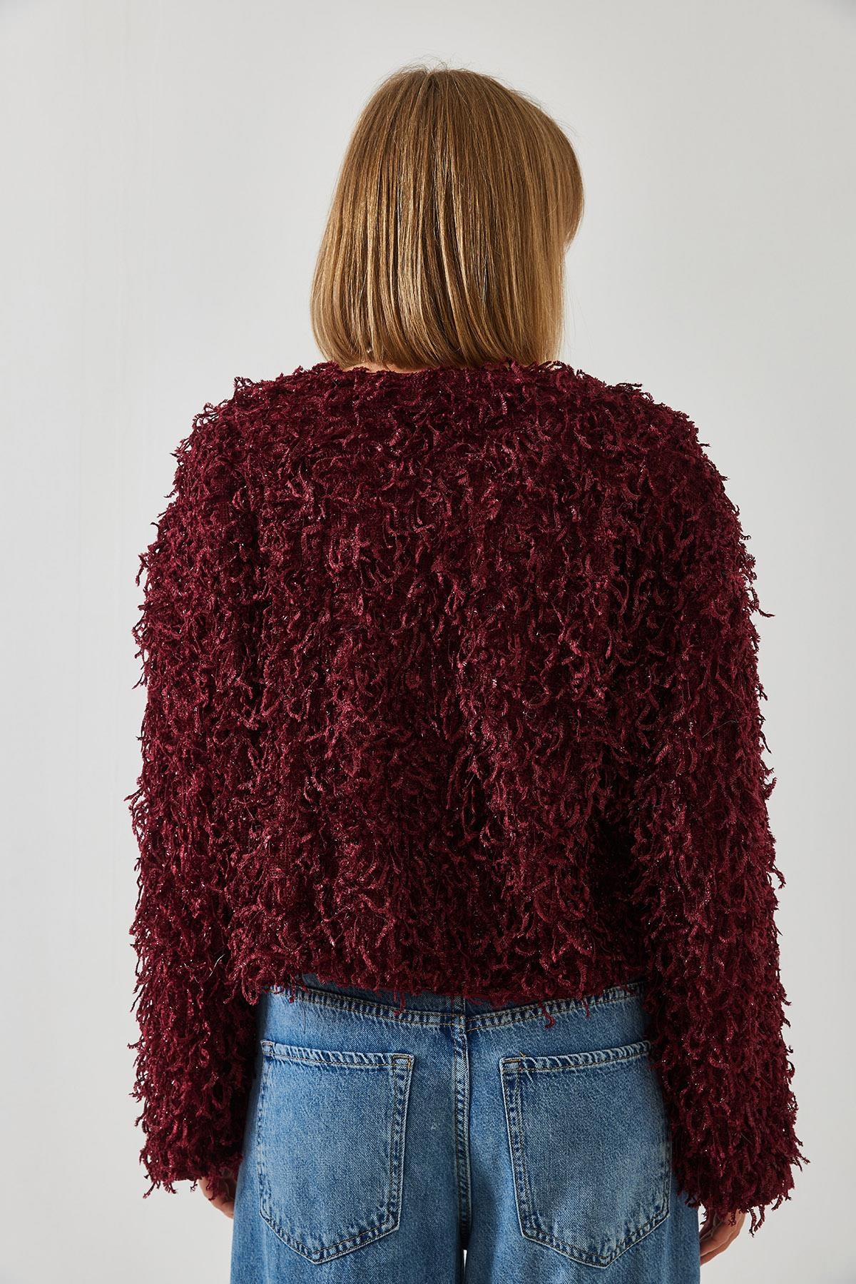 Kapişonlu Dantel Detaylı Sweatshirt 60601028 - Bordo