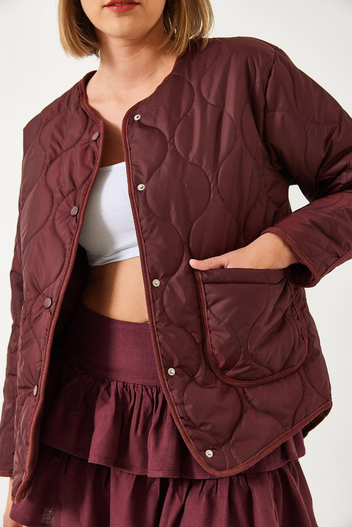 Kapitone Desenli Cepli Mont 60351282 - Bordo