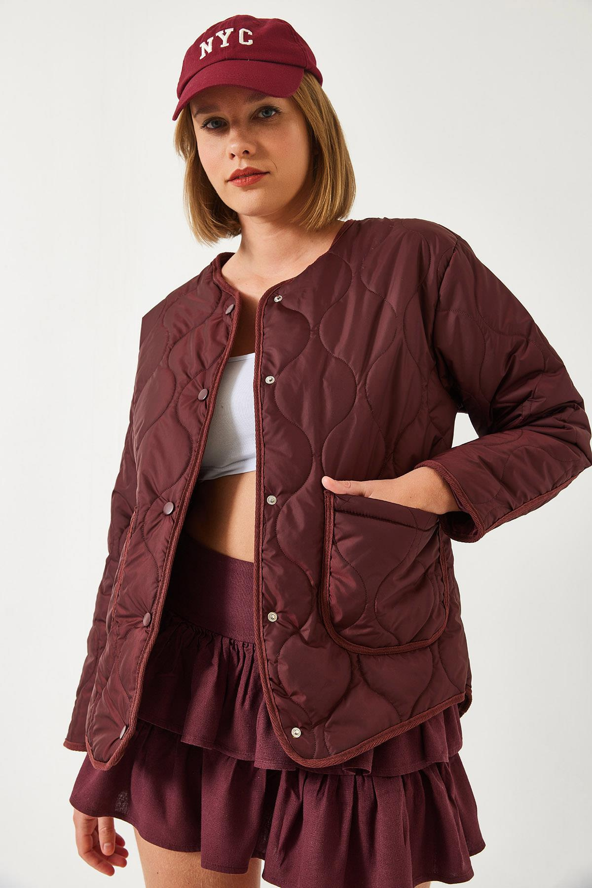 Kapitone Desenli Cepli Mont 60351282 - Bordo