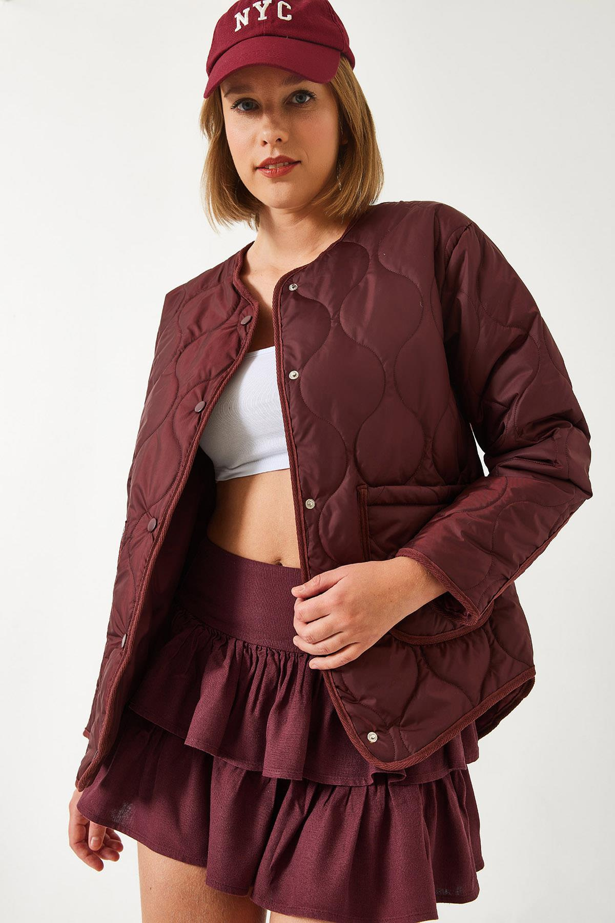 Kapitone Desenli Cepli Mont 60351282 - Bordo