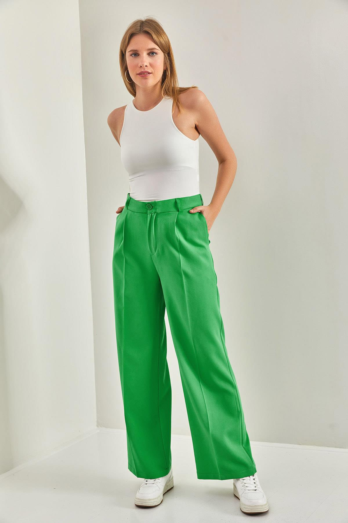 Kemeri Astarlı Pantolon - Yeşil PANTOLON modelleri