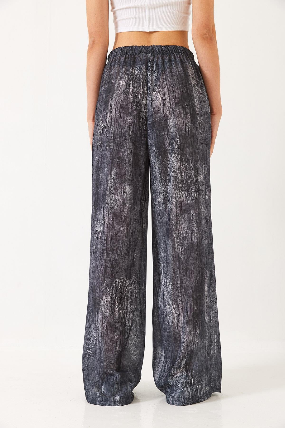 Kontrast Geçişli Cep Detaylı Wide Leg Pantolon 60440-2 60271056 - Antrasit