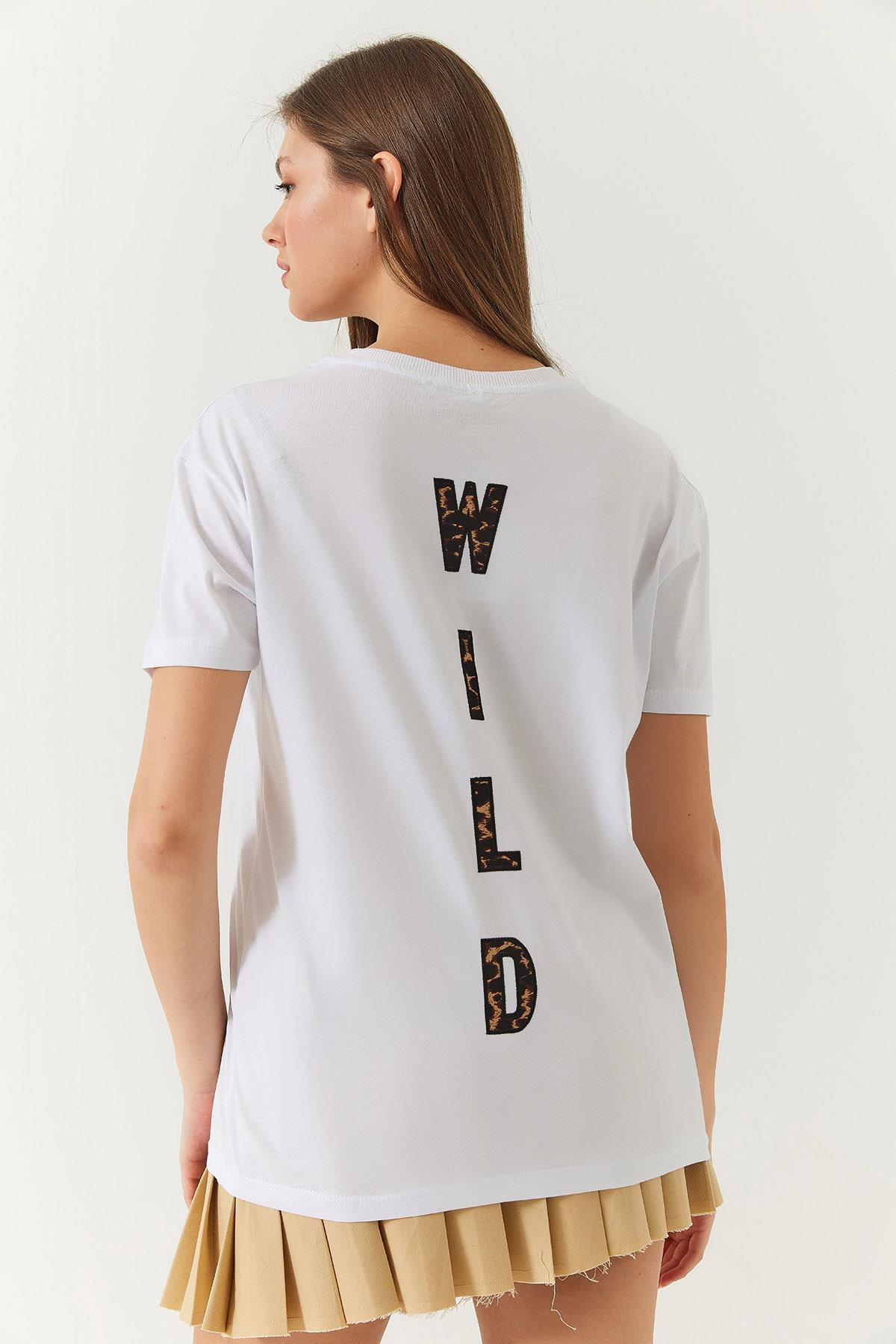 Leopar Baskılı Tshirt 60602006 - Beyaz