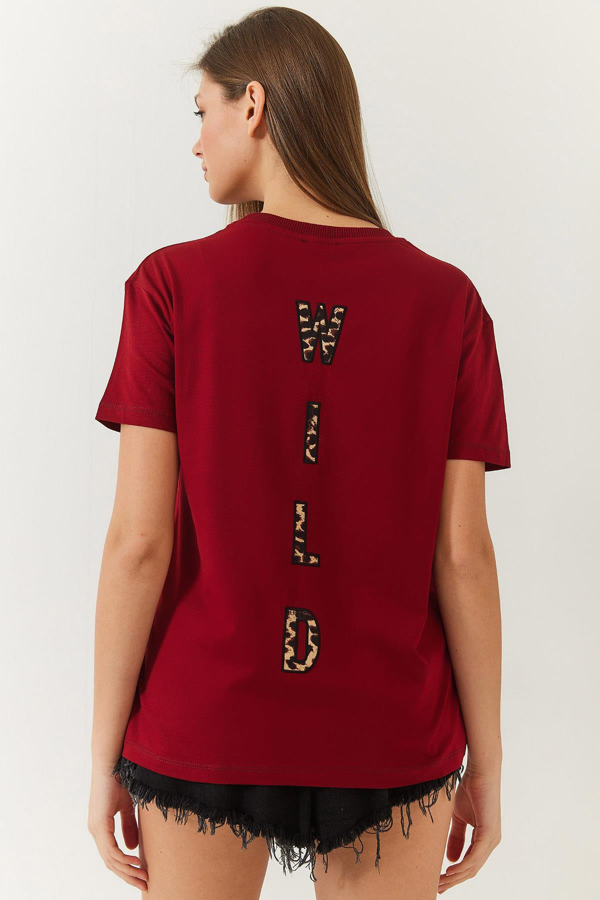 Leopar Baskılı Tshirt 60602006 - Bordo