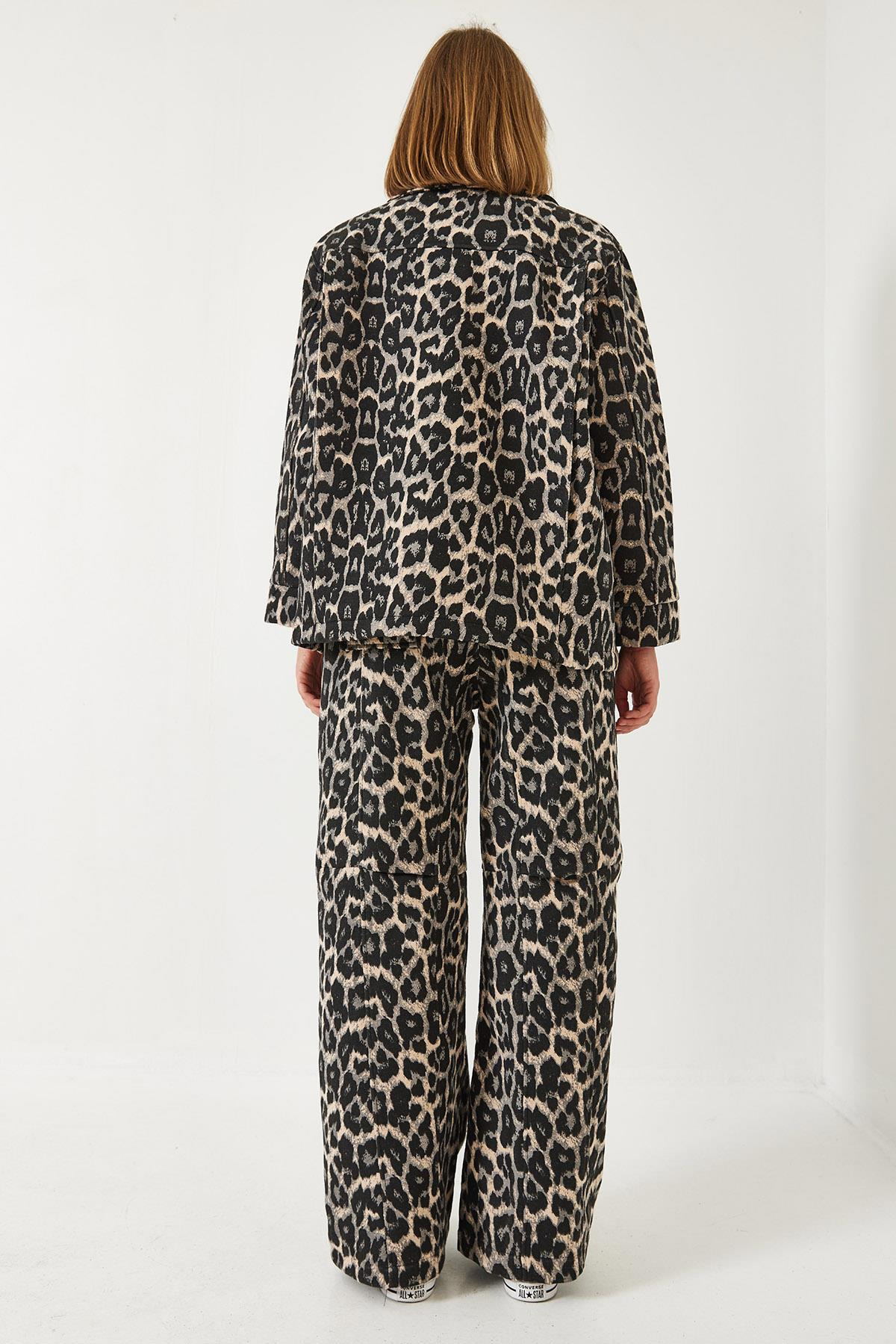 Leopar Desenli Alt Üst Takım 60261255 - Gri