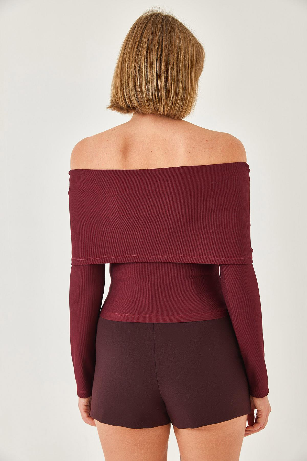 Madonna Yaka Kemer Detaylı Bluz 60261336 - Bordo