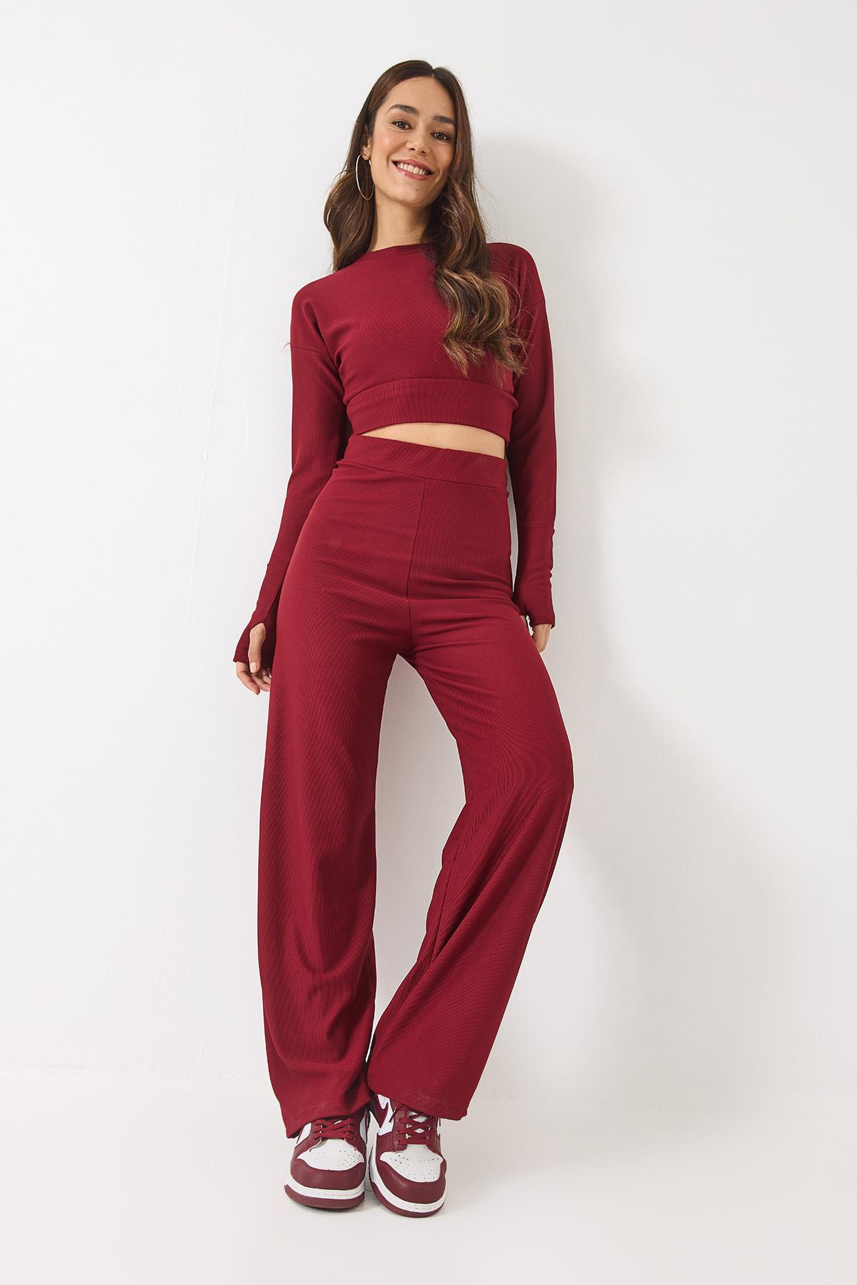Ottoman Parmak Geçirmeli Alt-Üst Takım 60284014 - Bordo