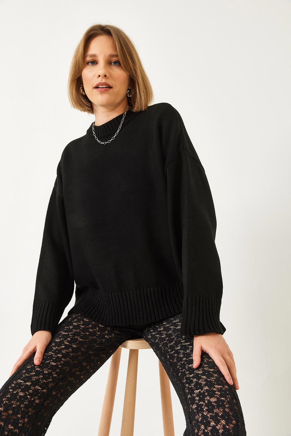 Oversize Basic Triko Kazak 20247601 - Siyah