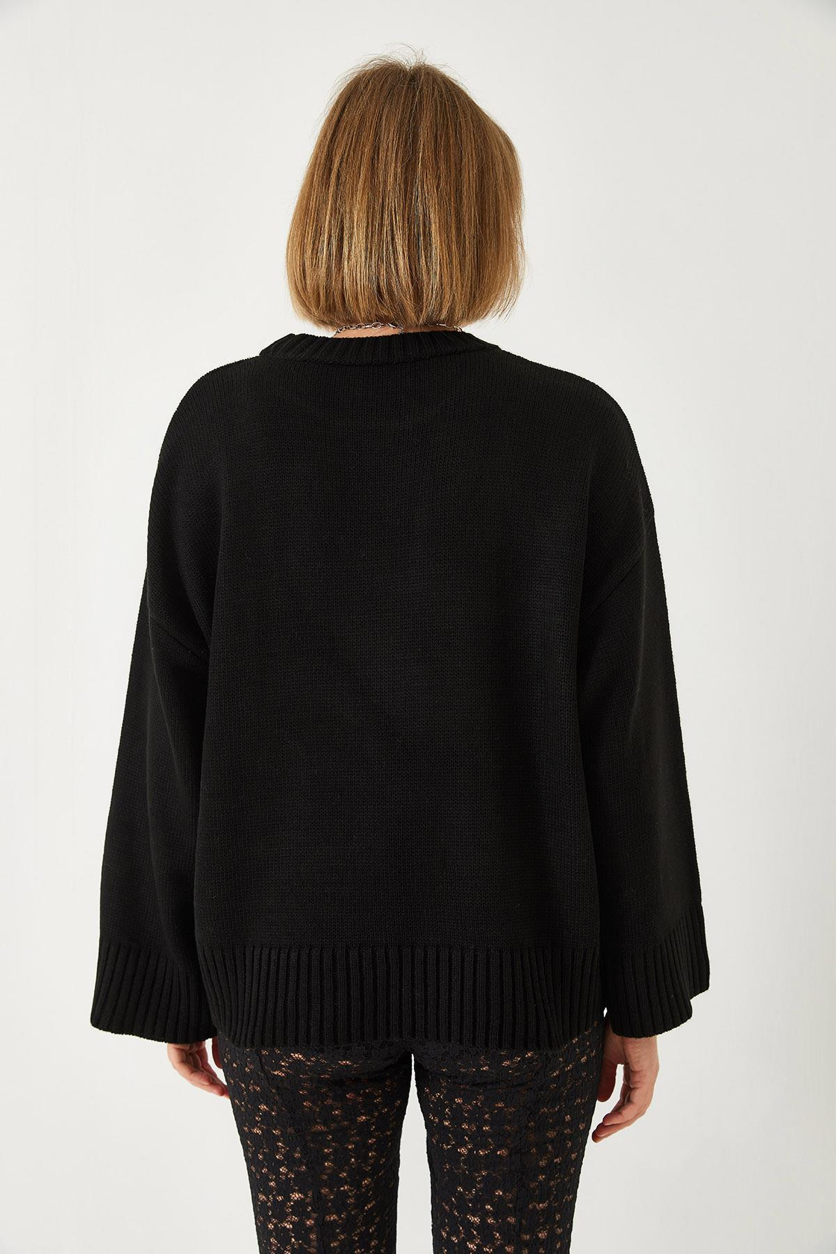 Oversize Basic Triko Kazak 20247601 - Siyah