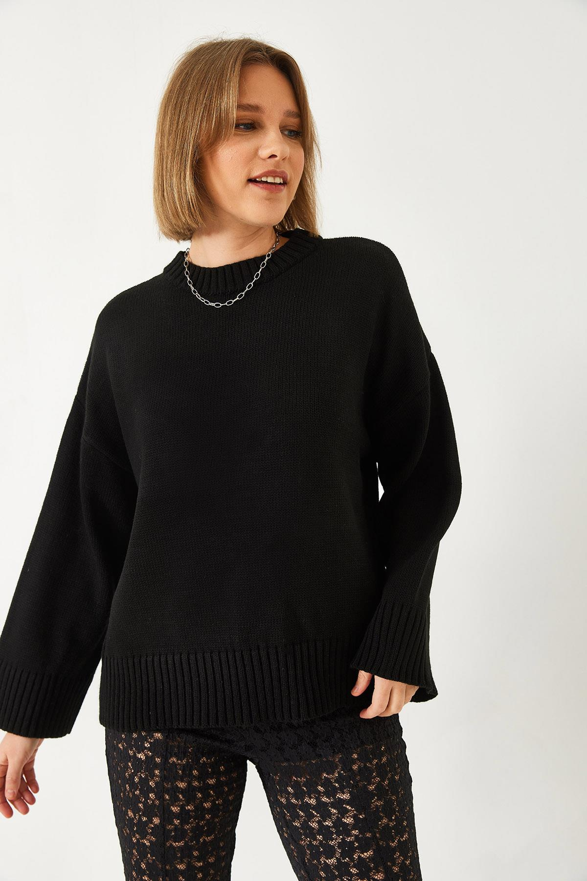 Oversize Basic Triko Kazak 20247601 - Siyah