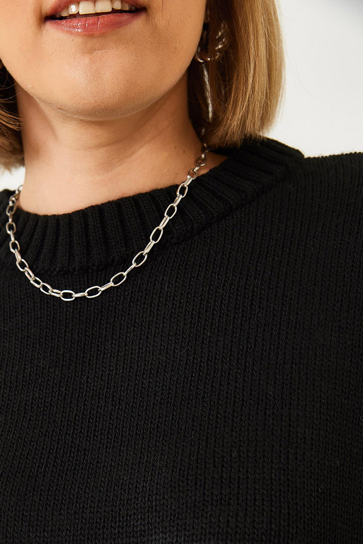 Oversize Basic Triko Kazak 20247601 - Siyah