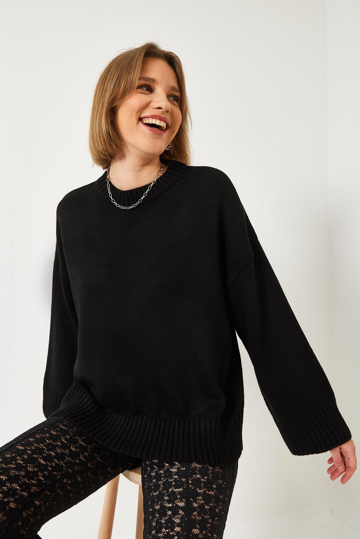 Oversize Basic Triko Kazak 20247601 - Siyah