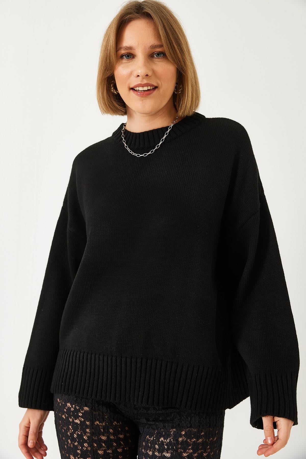 Oversize Basic Triko Kazak 20247601 - Siyah