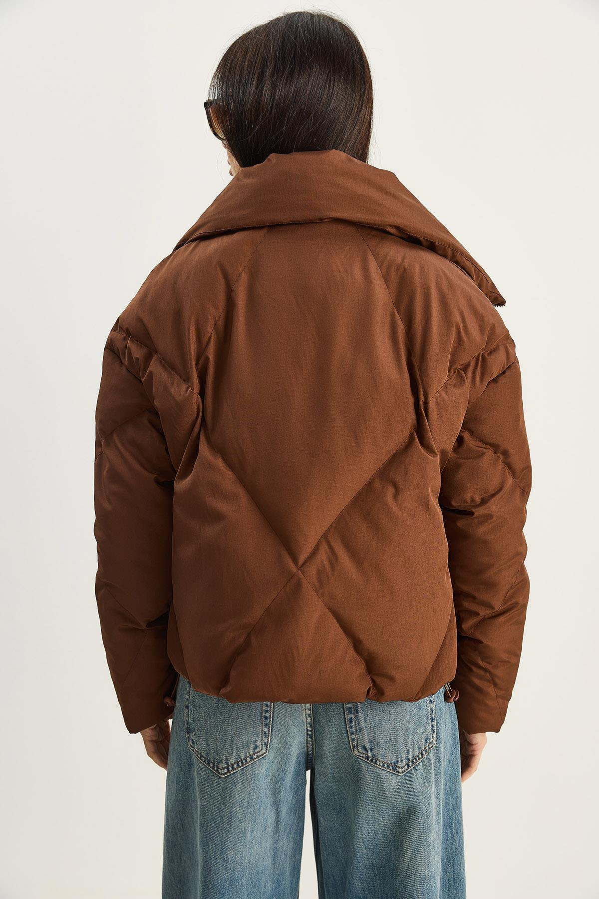 Oversize Şişme Mont - Acı Kahve DIŞ GİYİM modelleri