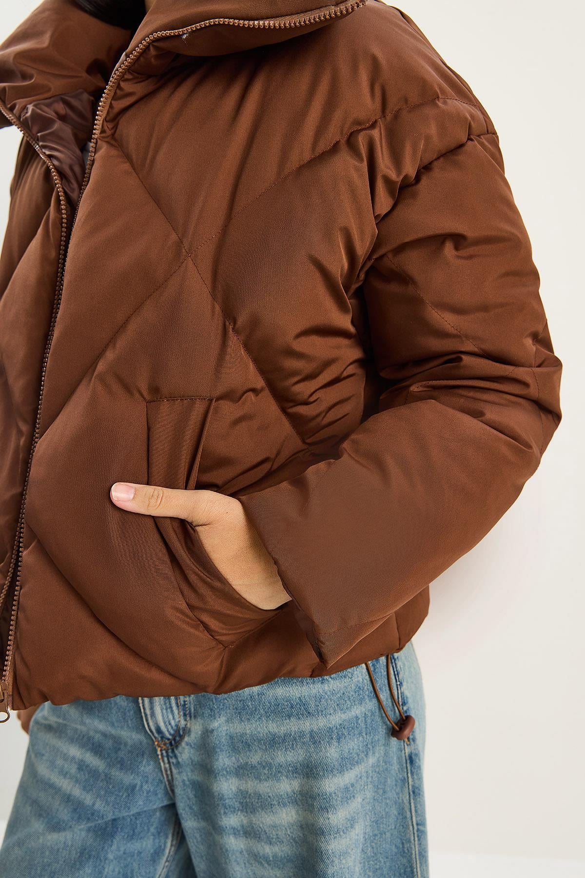 Oversize Şişme Mont - Acı Kahve DIŞ GİYİM modelleri