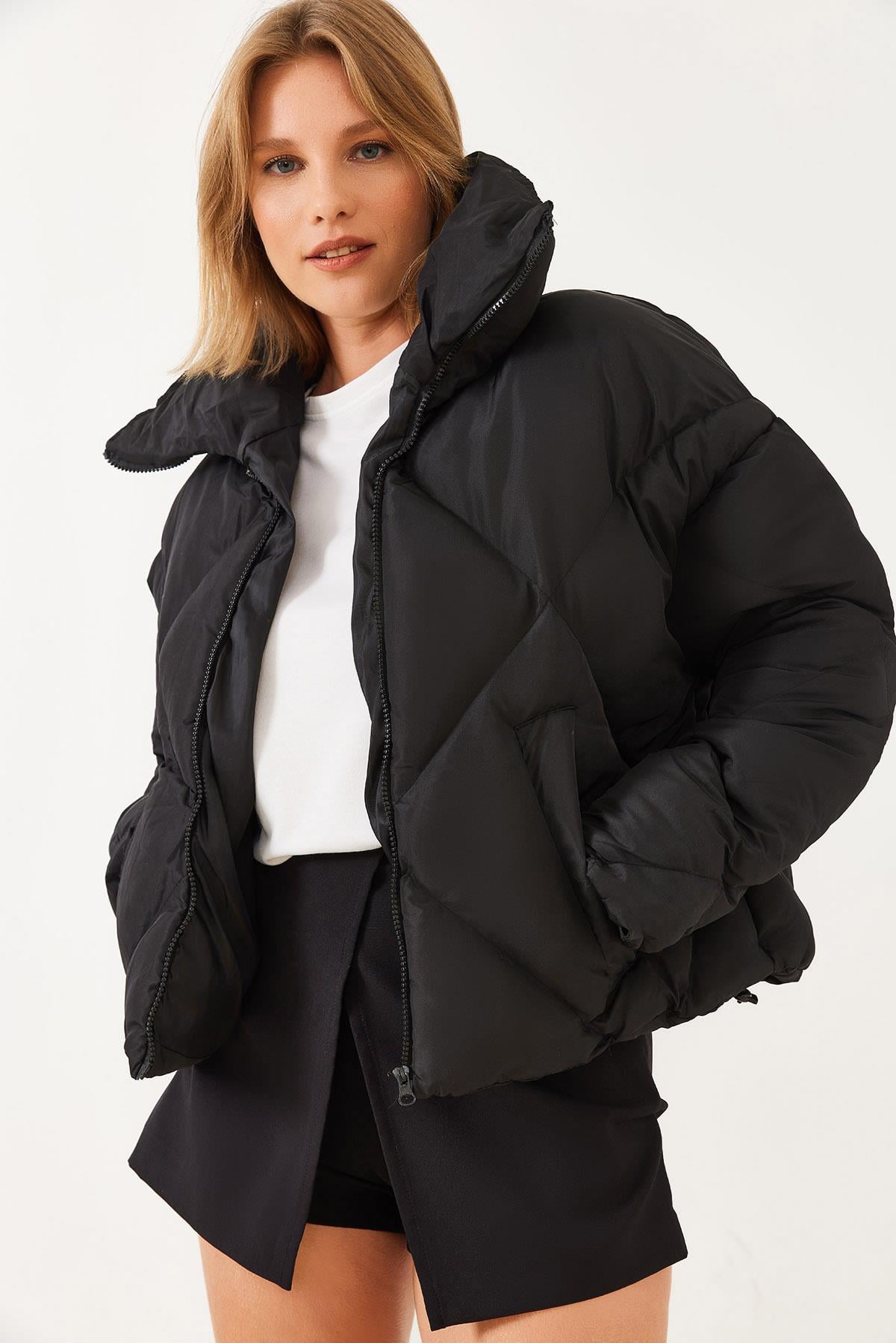Oversize Şişme Mont - Siyah DIŞ GİYİM modelleri