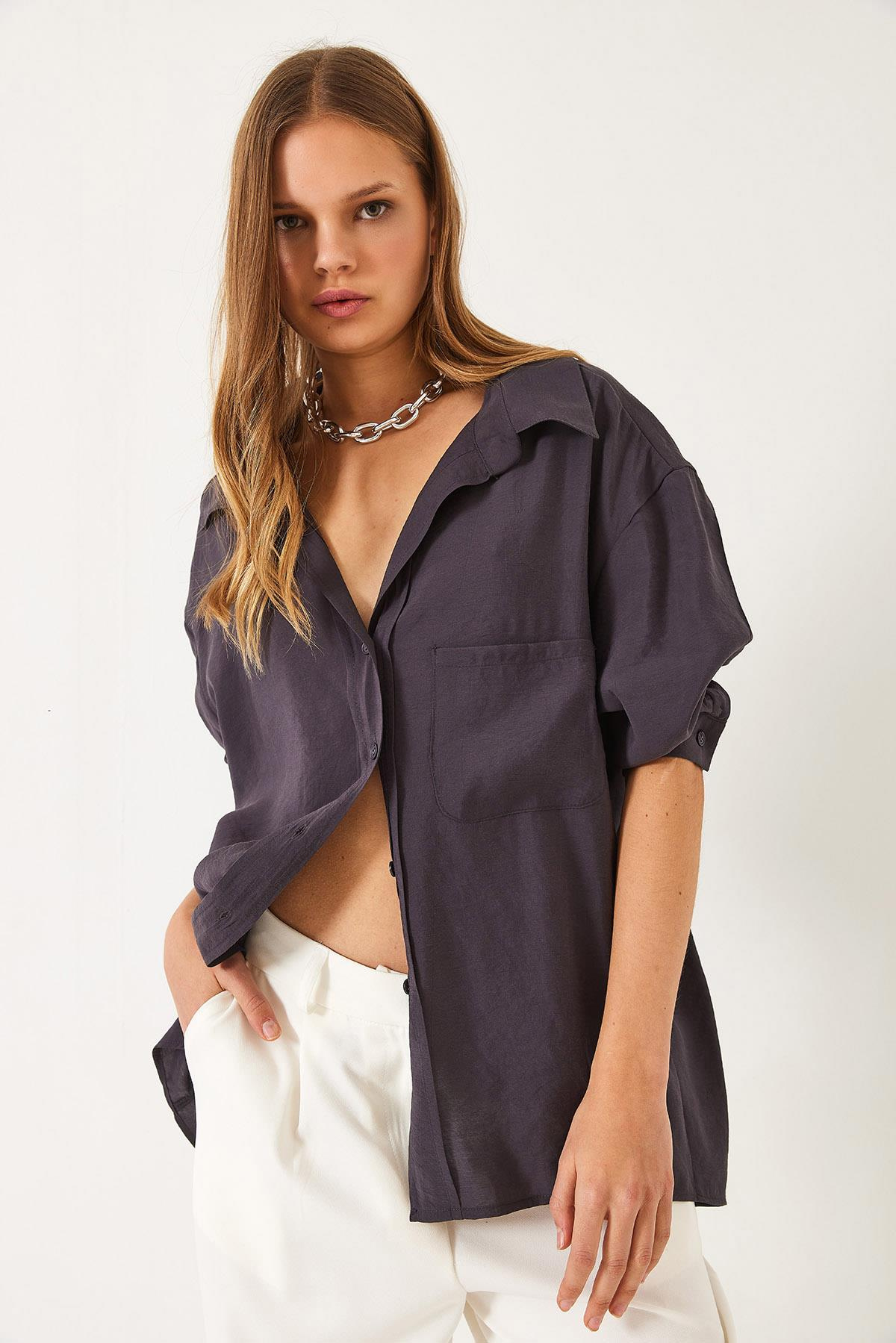 y y oページ　ワーク oversize-v-yaka-modal-gomlek-