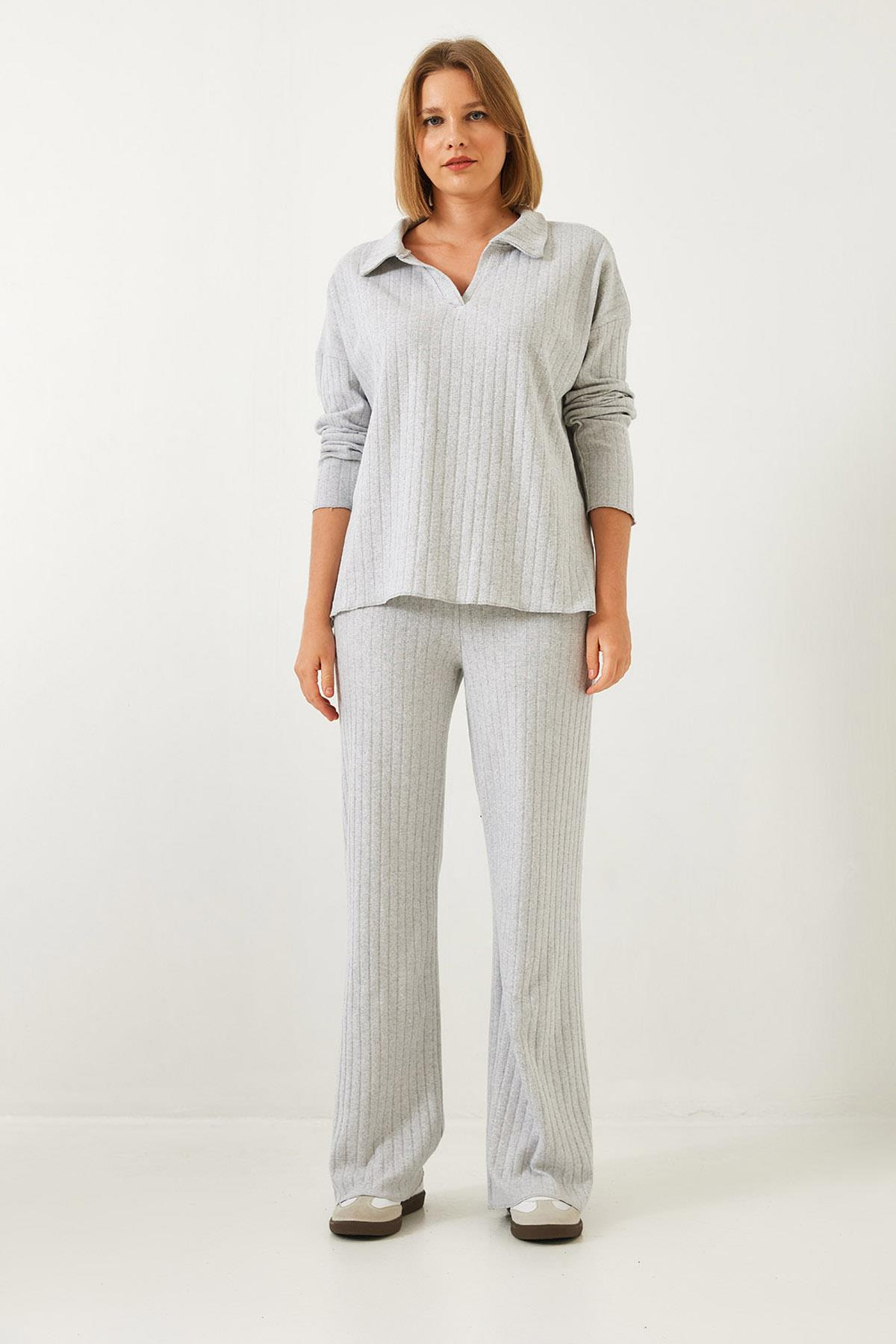 Polo Yaka Triko Alt Üst Takım 0183 60261103 - Gri