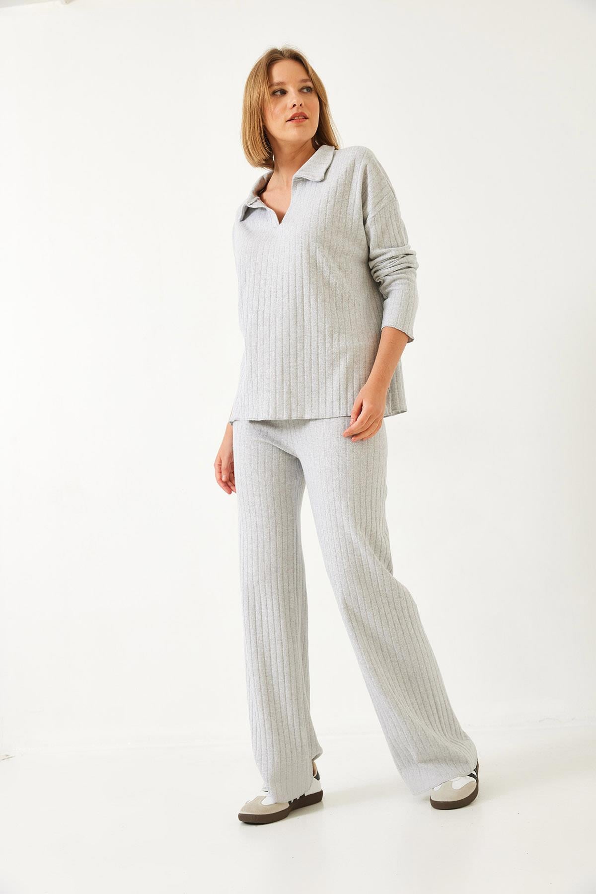 Polo Yaka Triko Alt Üst Takım 0183 60261103 - Gri