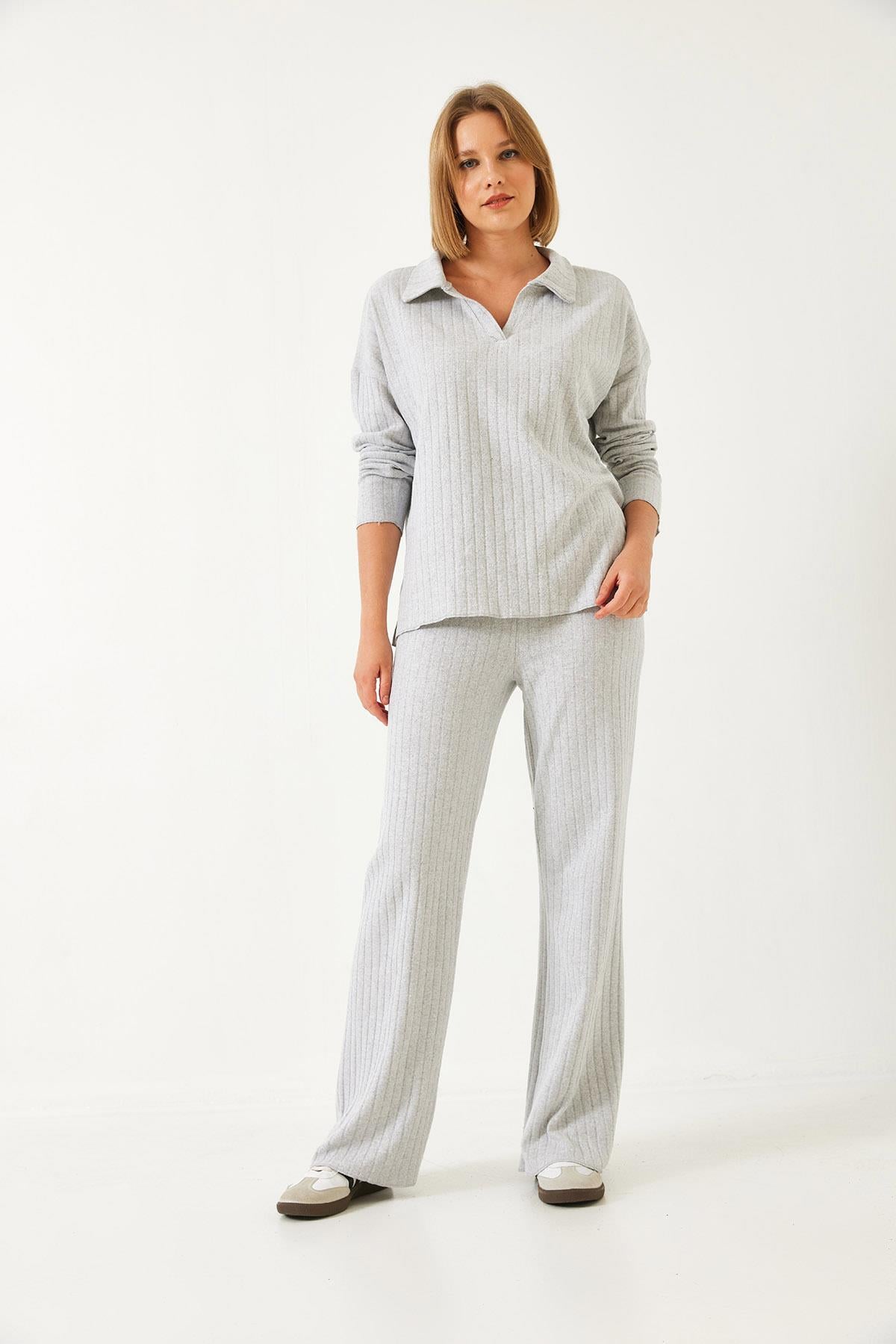 Polo Yaka Triko Alt Üst Takım 0183 60261103 - Gri